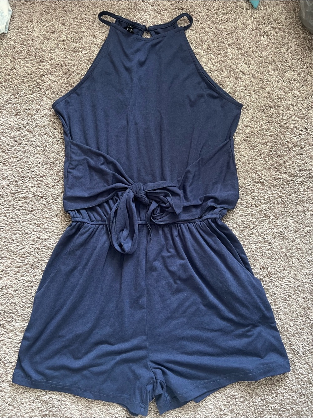 Navy Halter Tie-Waist Romper S